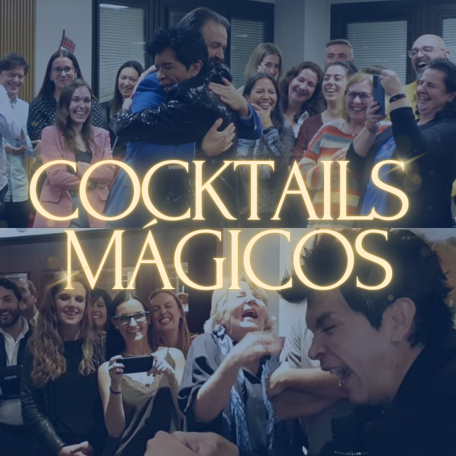Cocktail mágico con público asombrado